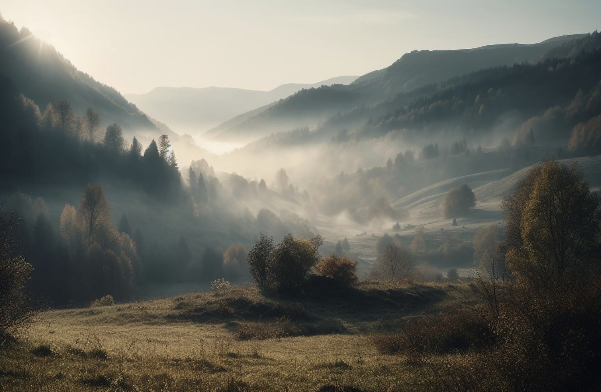 Paesaggio interiore - montagne nella nebbia